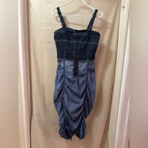 Marithé François Girbaud Y2K Denim & Ruched Dress – Size 6